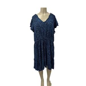 Terra & Sky Women's Plus Size Midi Dress with Flutter Sleeves - Blue - Size 2X